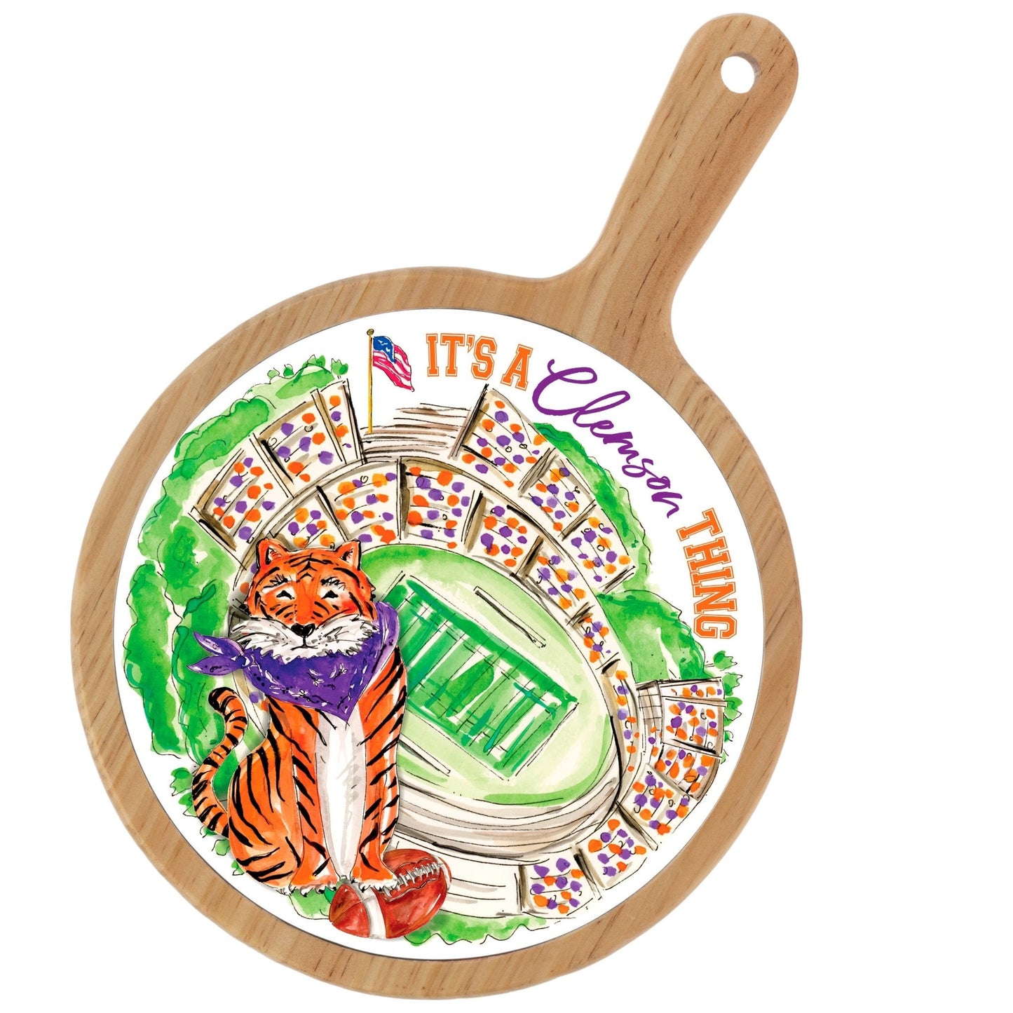 Purple Sitting Tiger Stadium Collegiate Cheese Board - Nifty Decor & More