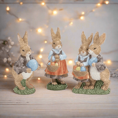 Rabbit Family Figurines – Hand-Painted Resin Bunny Decor (Sold Separately)