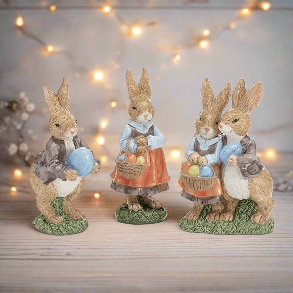 Rabbit Family Figurines – Hand - Painted Resin Bunny Decor (Sold Separately) - Nifty Decor & More