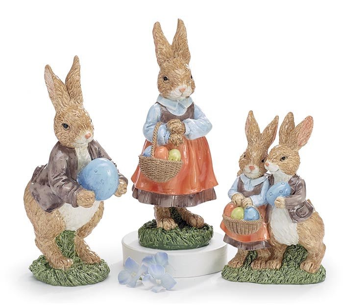 Rabbit Family Figurines – Hand - Painted Resin Bunny Decor (Sold Separately) - Nifty Decor & More