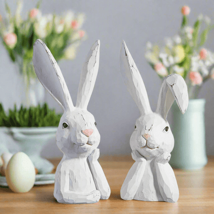 10.25" Thinking Rabbit Bust | Vintage Home Decor Statues | Gifts | Unique Easter Decoration & Collectibles Shelf Sitter