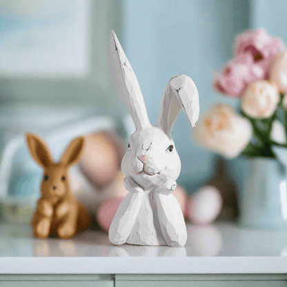 10.25" Thinking Rabbit Bust | Vintage Home Decor Statues | Gifts | Unique Easter Decoration & Collectibles Shelf Sitter Floppy Ear