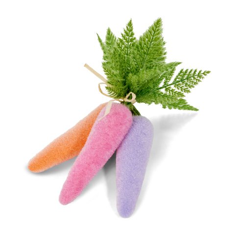 RAZ - 12" Sherbet Flocked Carrot Bundle | Artificial Carrots for Spring Decorating, Easter Decor, Home Accents & More
