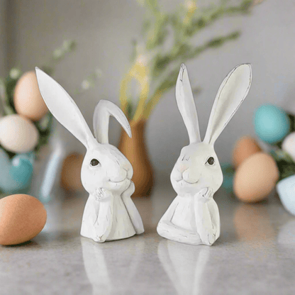 15.5" Thinking Rabbit Bust | Resin Home Decor | Unique Rabbit Sculpture for Easter & Year-Round Decor Shelf Sitter
