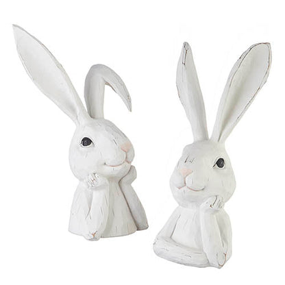 15.5" Thinking Rabbit Bust | Resin Home Decor | Unique Rabbit Sculpture for Easter & Year-Round Decor Shelf Sitter
