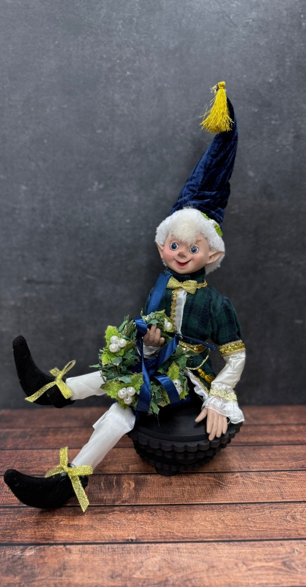RAZ - 16" Black Watch Elf, Posable Christmas Decor for Winter, Holiday Decoration, Festive Home Accent