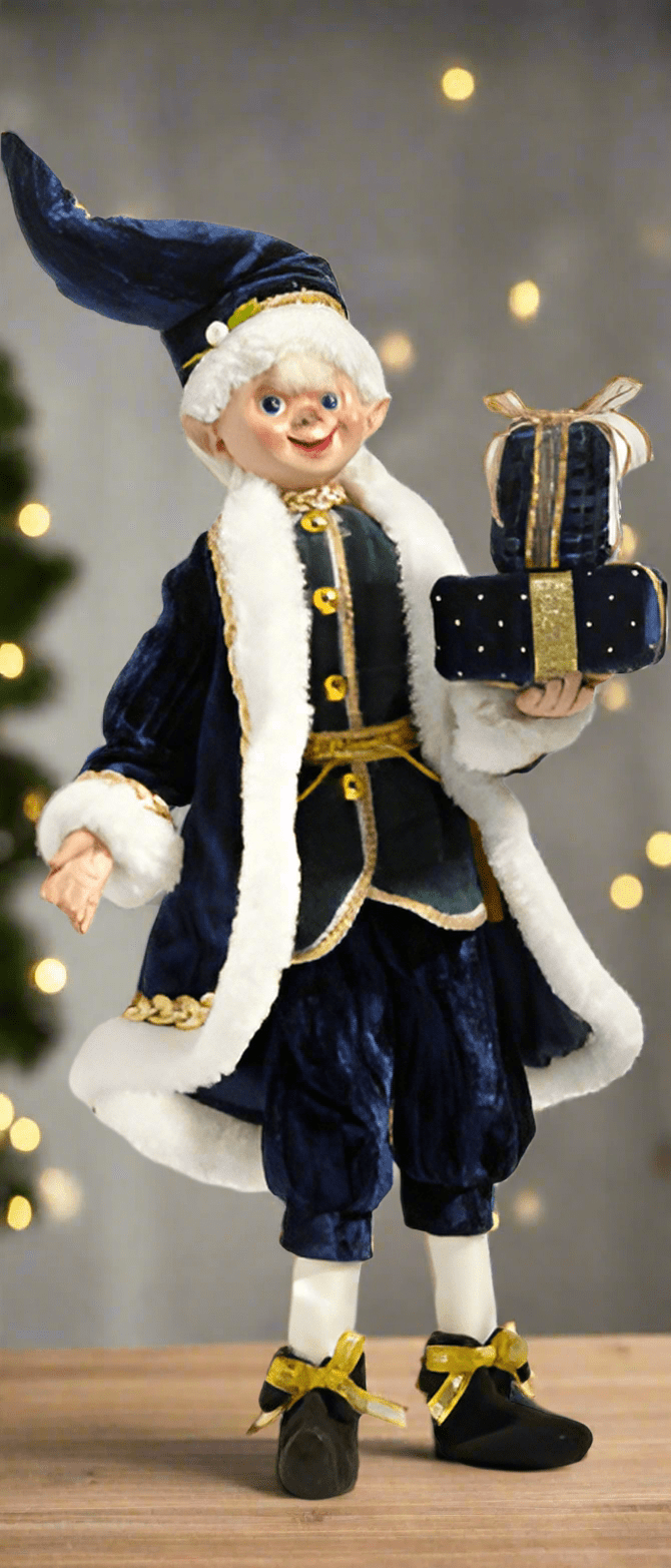 RAZ - 16" Black Watch Elf, Posable Christmas Decor for Winter, Holiday Decoration, Festive Home Accent Presents