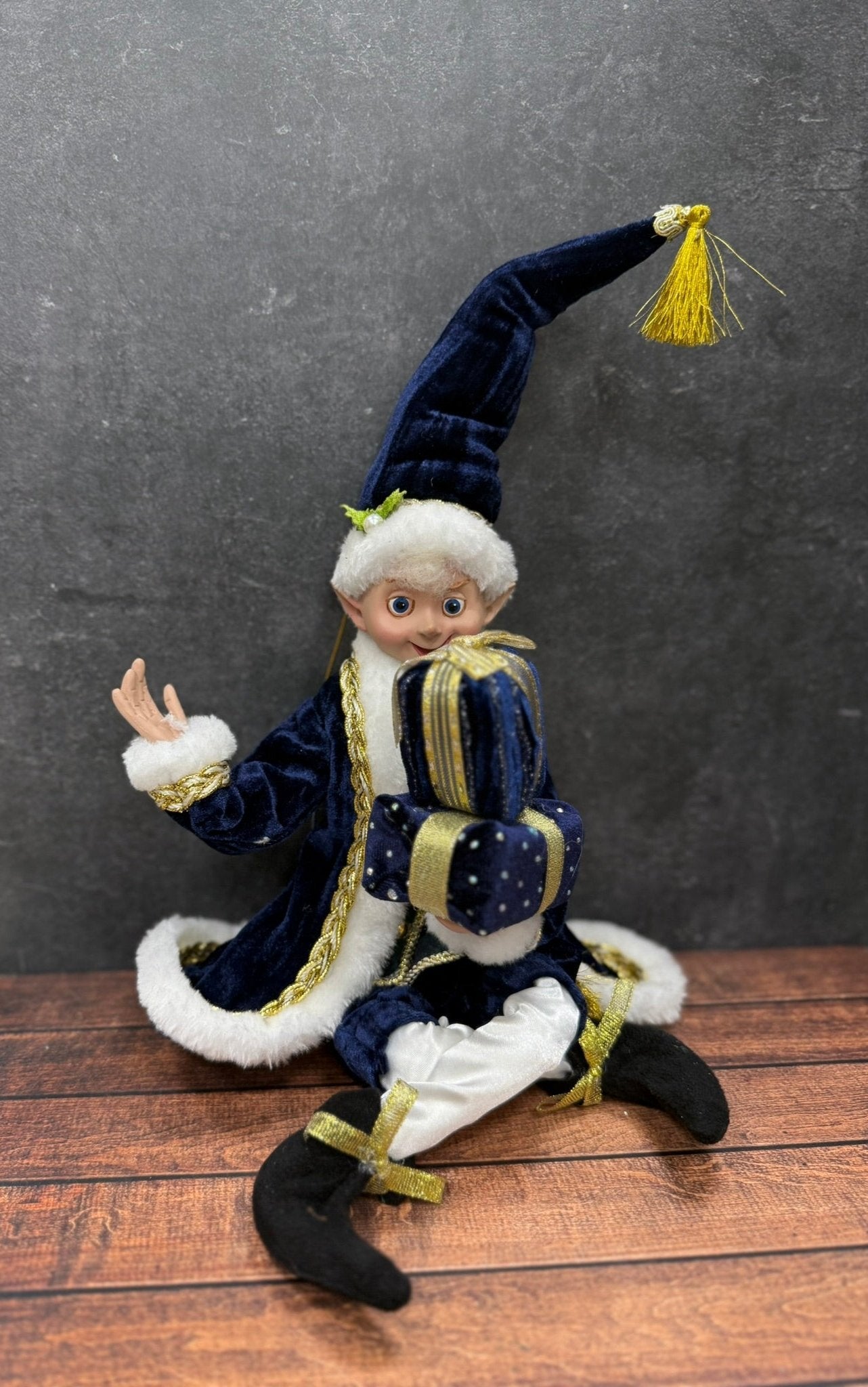 RAZ - 16" Black Watch Elf, Posable Christmas Decor for Winter, Holiday Decoration, Festive Home Accent