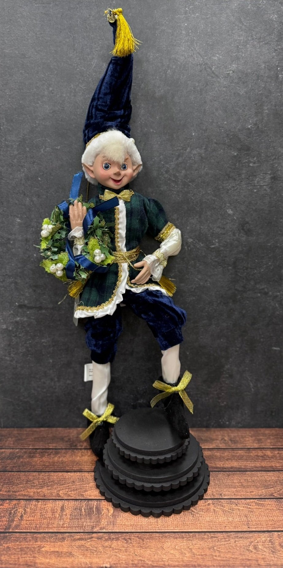 RAZ - 16" Black Watch Elf, Posable Christmas Decor for Winter, Holiday Decoration, Festive Home Accent