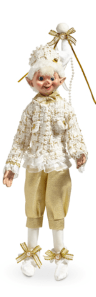 RAZ - 16" Champagne Tweed Elf - Nifty Decor & More