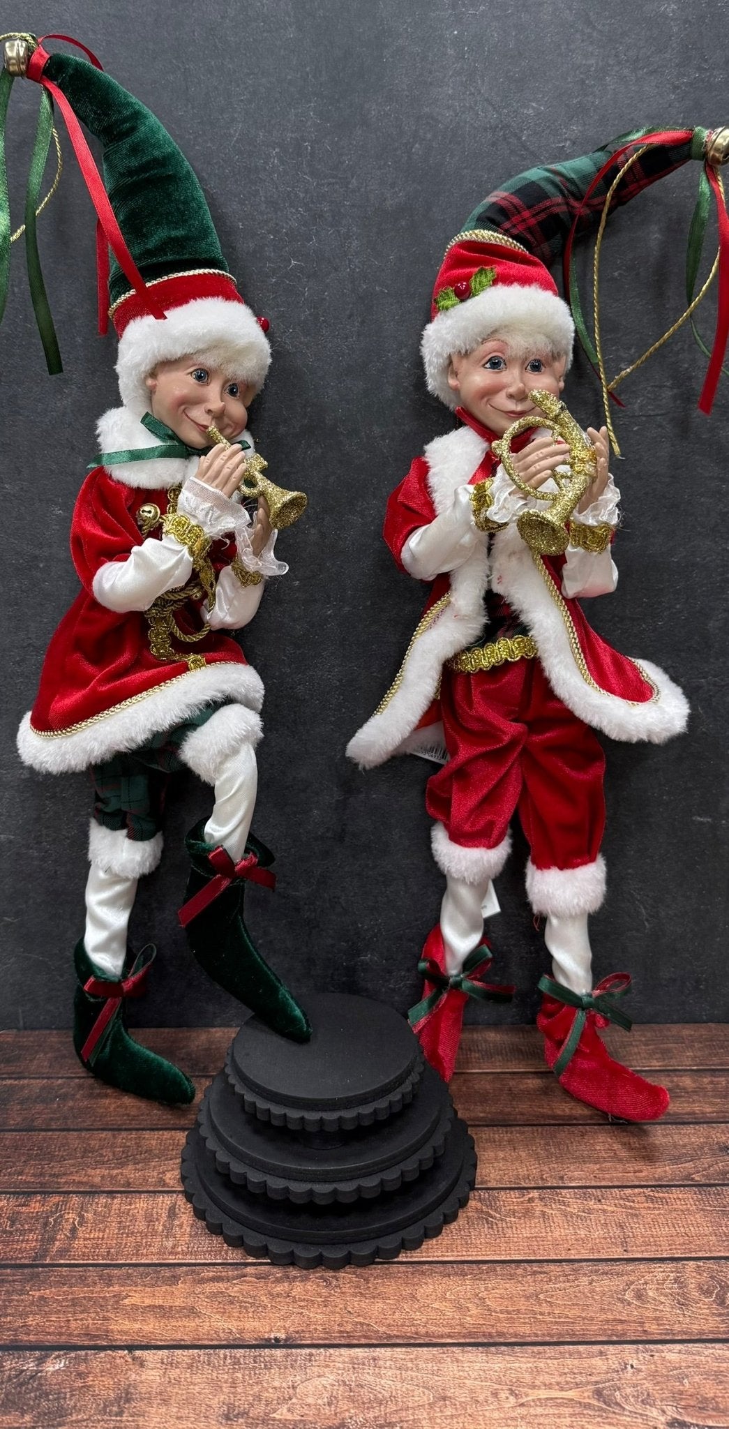 RAZ - 16" Christmas Music Elf, Posable Holiday Decor, Festive Elf with Plaid, Whimsical Christmas Decoration