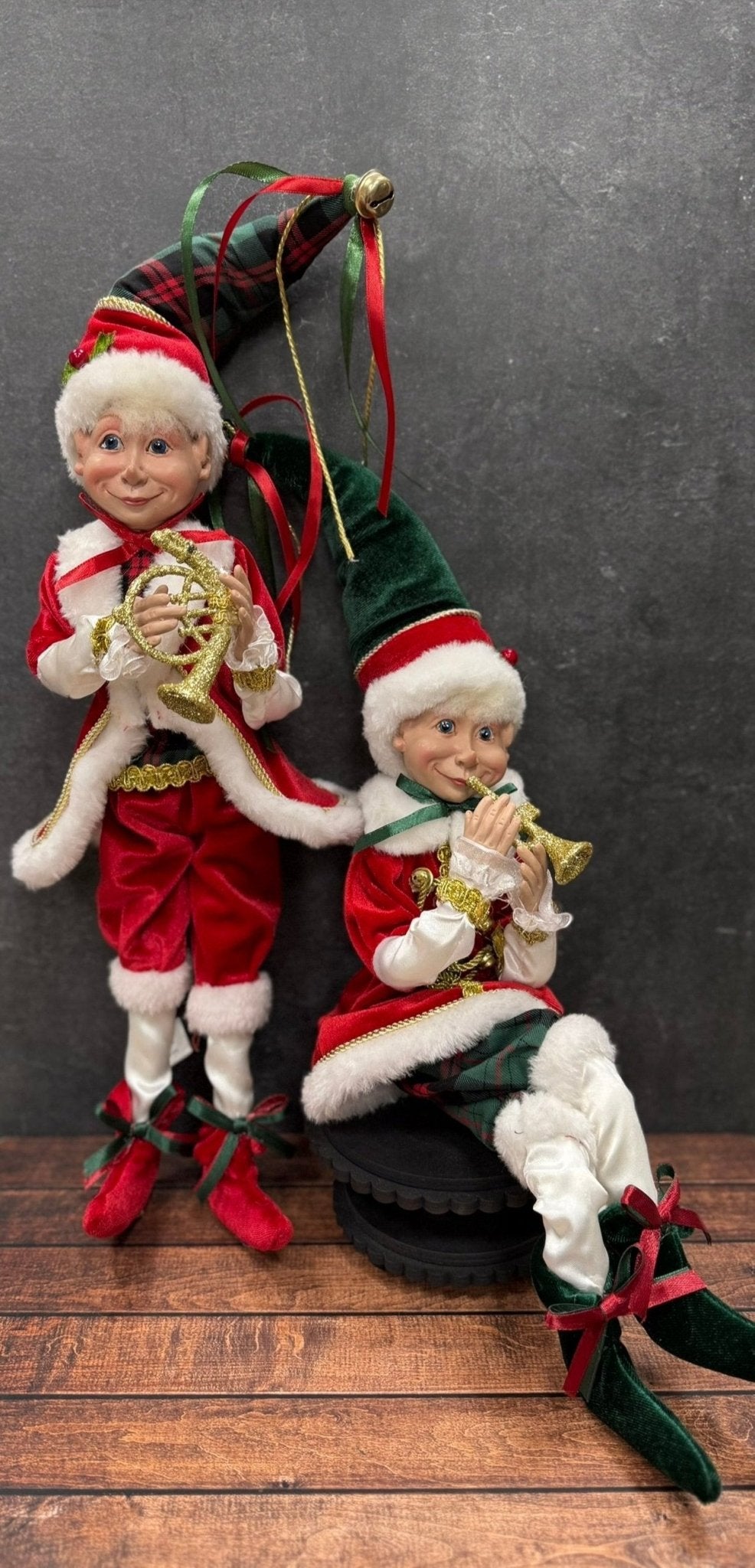 RAZ - 16" Christmas Music Elf, Posable Holiday Decor, Festive Elf with Plaid, Whimsical Christmas Decoration