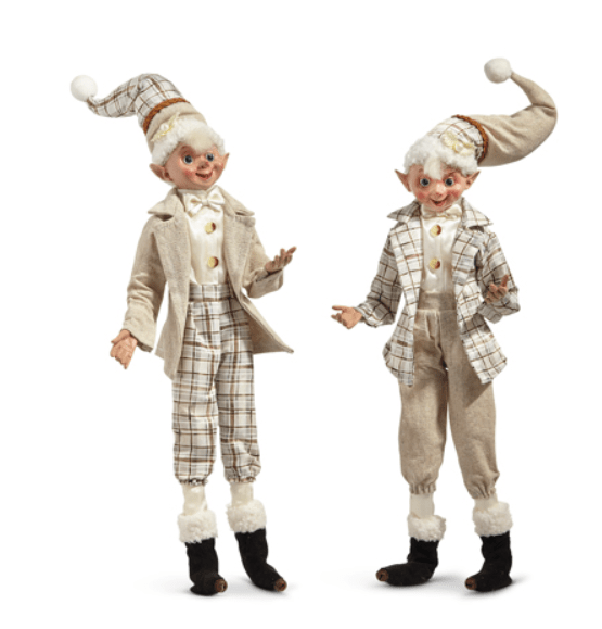 RAZ - 16" Mountain Plaid Elf - Posable Christmas Decor, Winter Decor, Festive Home Accent, Holiday Decoration