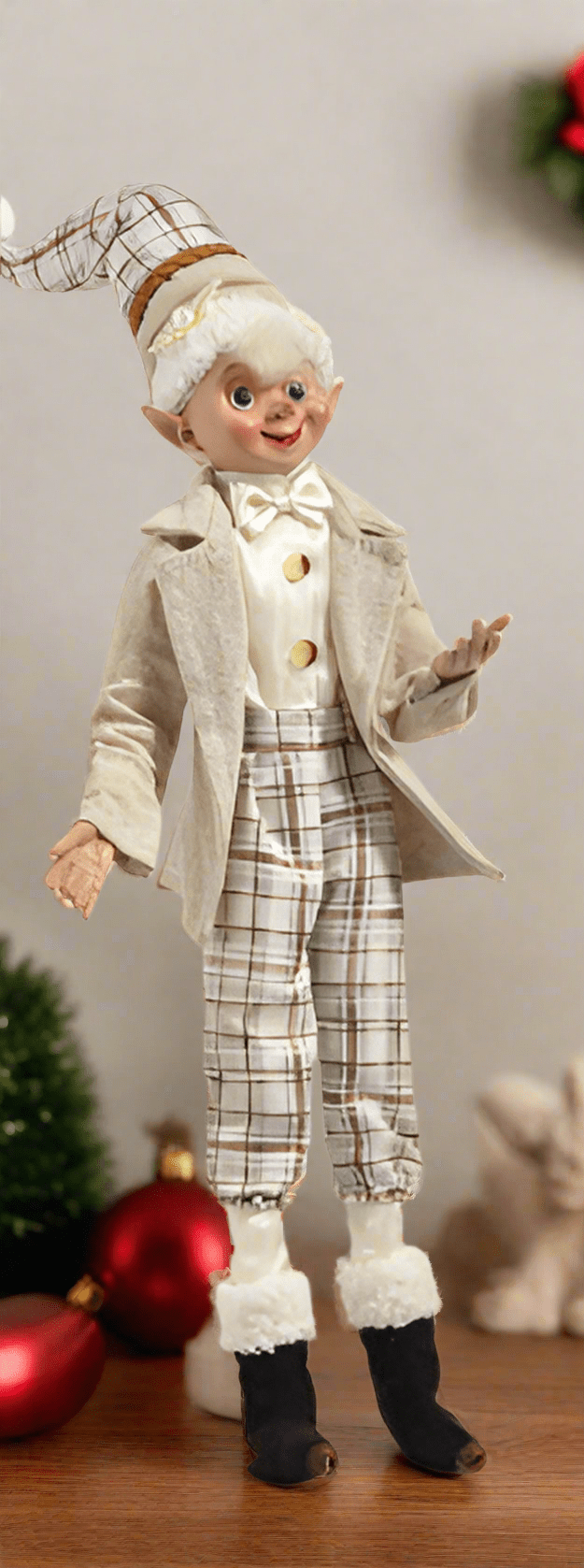 RAZ - 16" Mountain Plaid Elf - Posable Christmas Decor, Winter Decor, Festive Home Accent, Holiday Decoration