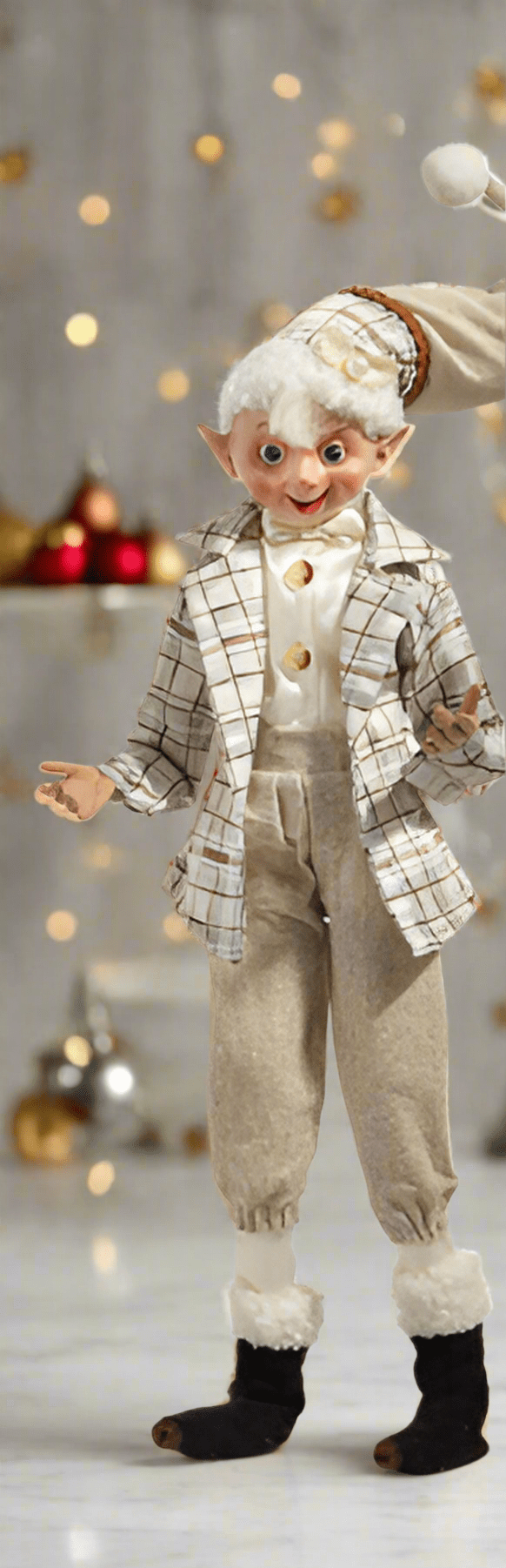 RAZ - 16" Mountain Plaid Elf - Posable Christmas Decor, Winter Decor, Festive Home Accent, Holiday Decoration