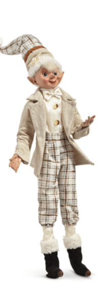 RAZ - 16" Mountain Plaid Elf - Posable Christmas Decor, Winter Decor, Festive Home Accent, Holiday Decoration Plaid Pants