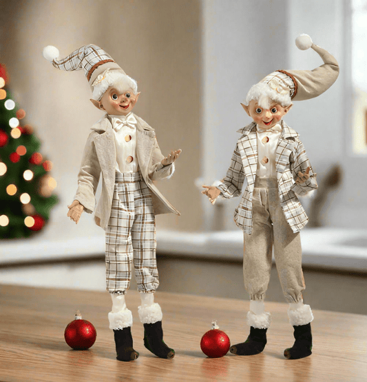 RAZ - 16" Mountain Plaid Elf - Posable Christmas Decor, Winter Decor, Festive Home Accent, Holiday Decoration - Nifty Decor & More