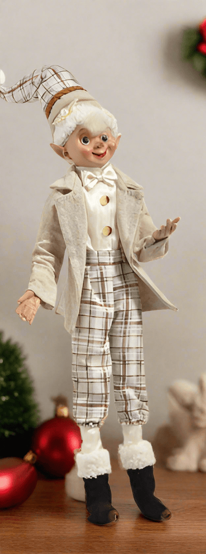 RAZ - 16" Mountain Plaid Elf - Posable Christmas Decor, Winter Decor, Festive Home Accent, Holiday Decoration - Nifty Decor & More