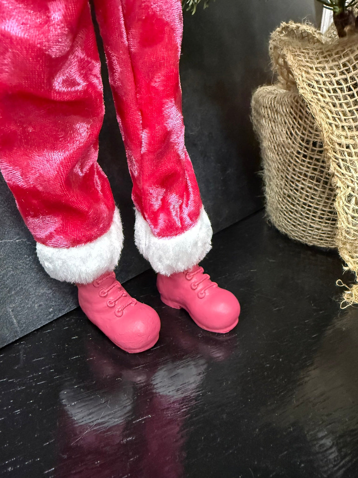 RAZ - 16" Pink Velvet Overall Elf - Nifty Decor & More