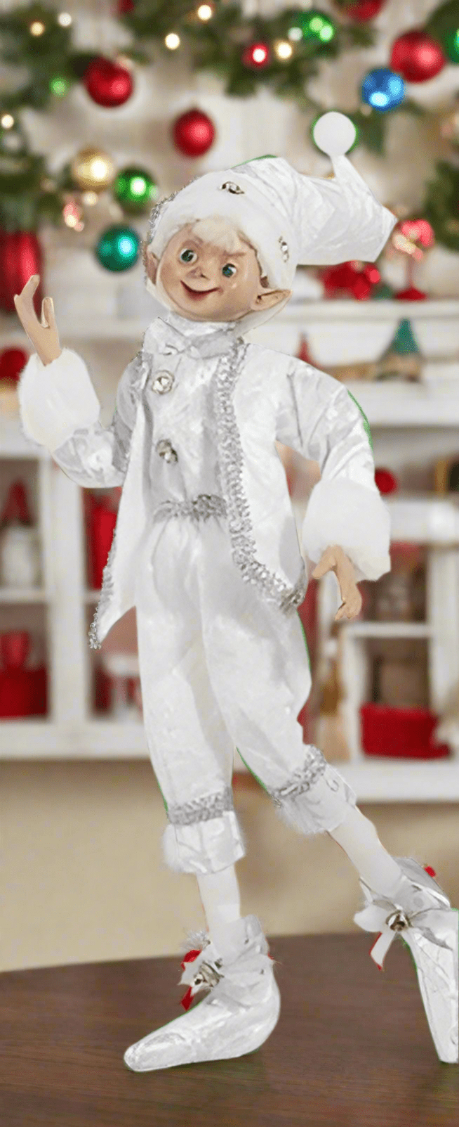RAZ - 16" Snowflake Elf, Posable Holiday Home Decor, Festive Decoration for Christmas, Cute Elves for Winter Decor - Nifty Decor & More