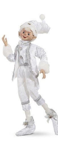 RAZ - 16" Snowflake Elf, Posable Holiday Home Decor, Festive Decoration for Christmas, Cute Elves for Winter Decor - Nifty Decor & More