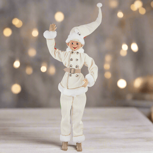 RAZ - 24" Corduroy Elf, Posable Winter Decor, Festive Holiday Decoration, Cute Christmas Home Accent - Nifty Decor & More