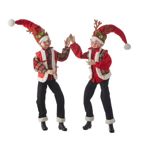 RAZ - 24" Reindeer Antlers Elf, Posable Christmas Decor, Holiday Home Decoration, Festive Home Decor - Nifty Decor & More