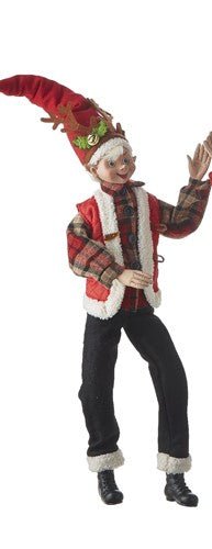 RAZ - 24" Reindeer Antlers Elf, Posable Christmas Decor, Holiday Home Decoration, Festive Home Decor - Nifty Decor & More