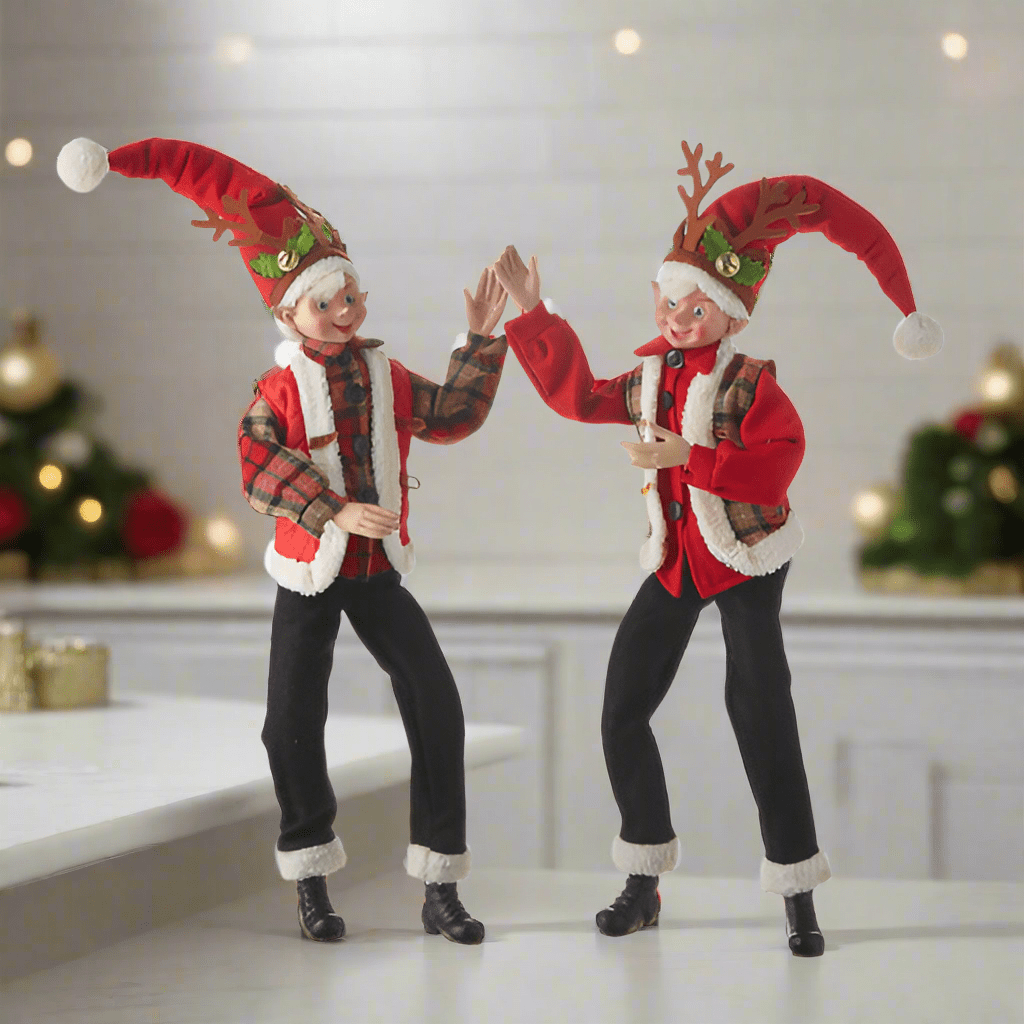 RAZ - 24" Reindeer Antlers Elf, Posable Christmas Decor, Holiday Home Decoration, Festive Home Decor - Nifty Decor & More