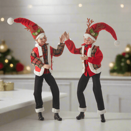 RAZ - 24" Reindeer Antlers Elf, Posable Christmas Decor, Holiday Home Decoration, Festive Home Decor - Nifty Decor & More