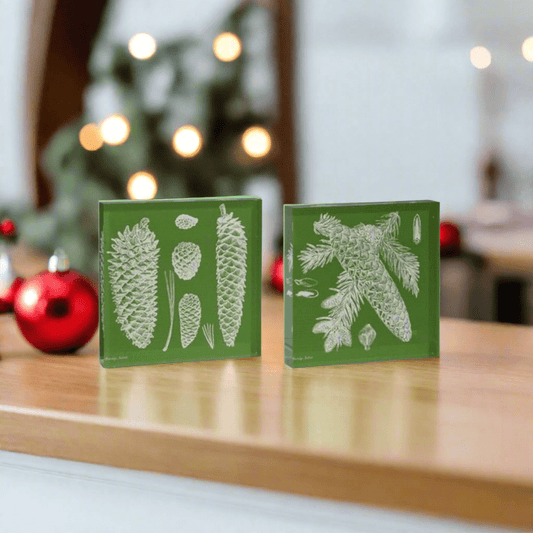 RAZ - 8" Pinecone Acrylic Block - Nifty Decor & More