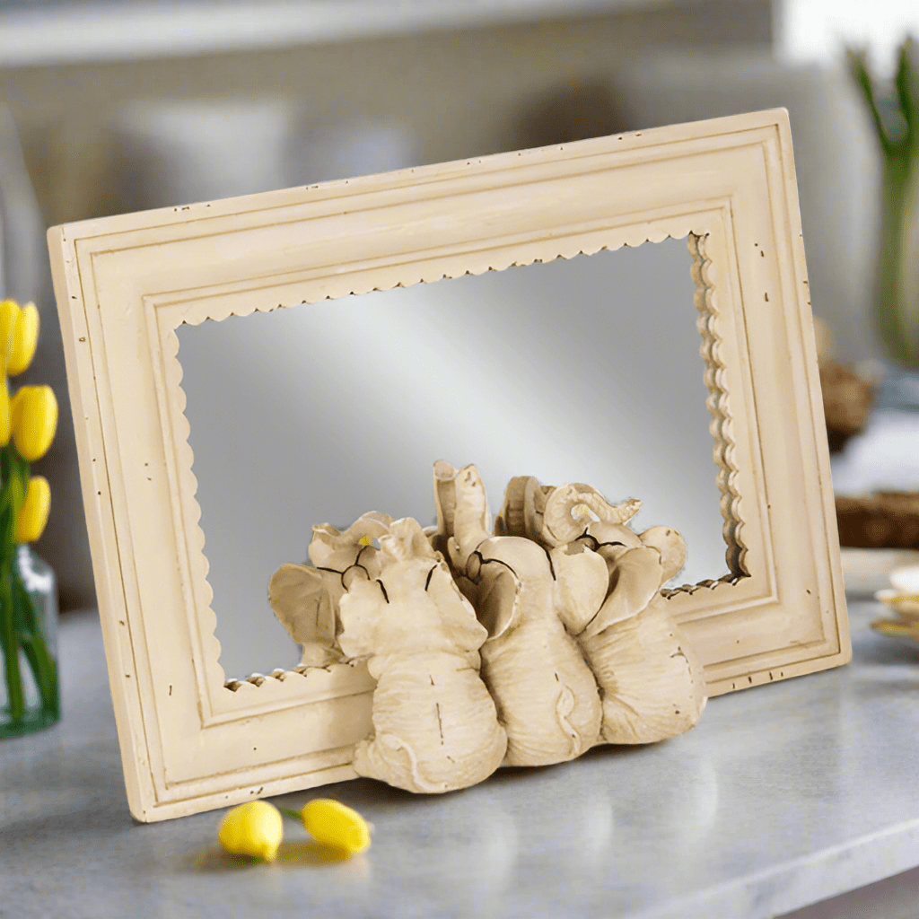 RAZ 8.5" Elephants with Glasses Mirrored Decor, Unique Home Accent, Stylish Elephant Figurine, Chic Art for Animal Lovers animal figurine