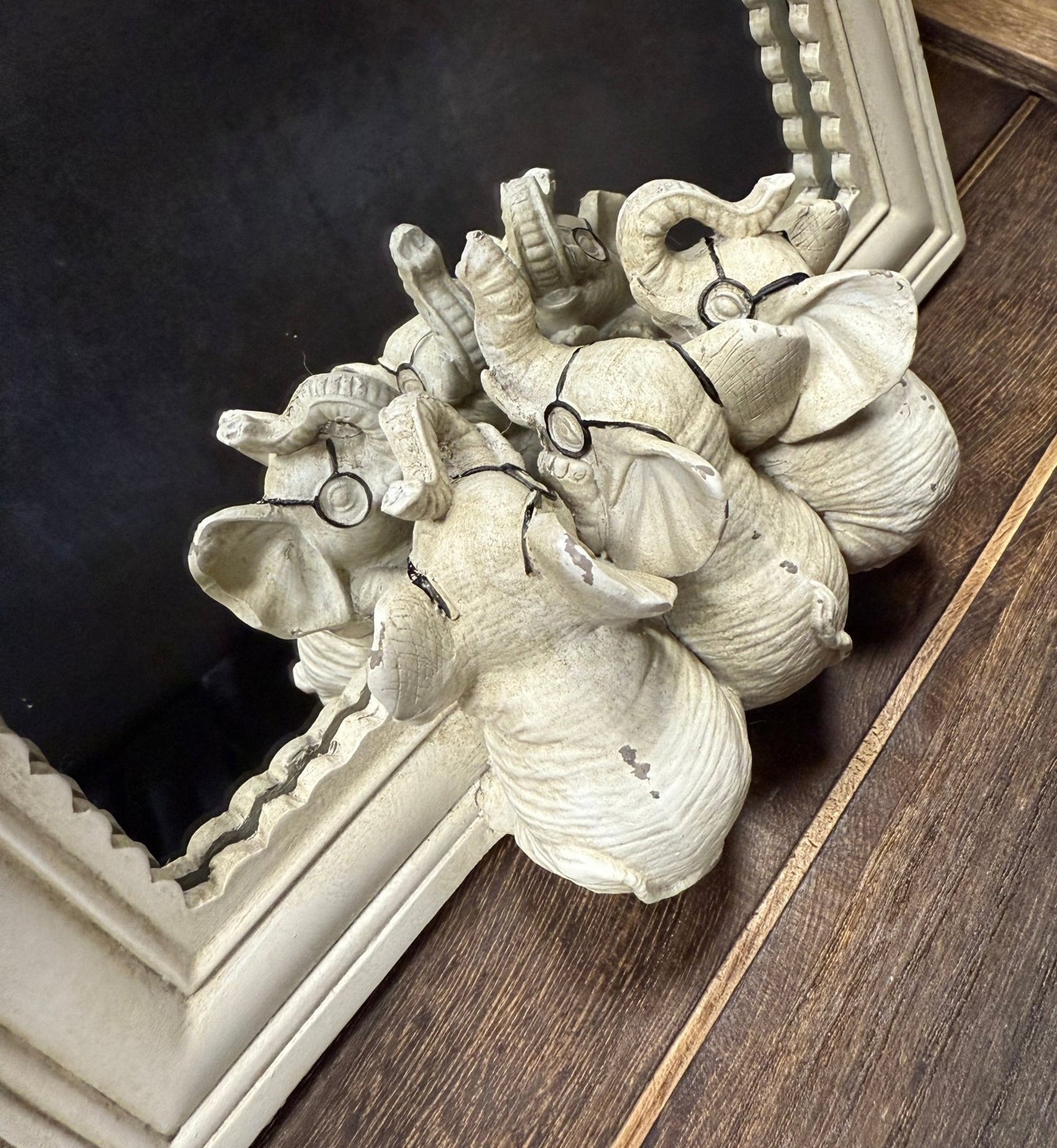 RAZ 8.5" Elephants with Glasses Mirrored Decor, Unique Home Accent, Stylish Elephant Figurine, Chic Art for Animal Lovers animal figurine