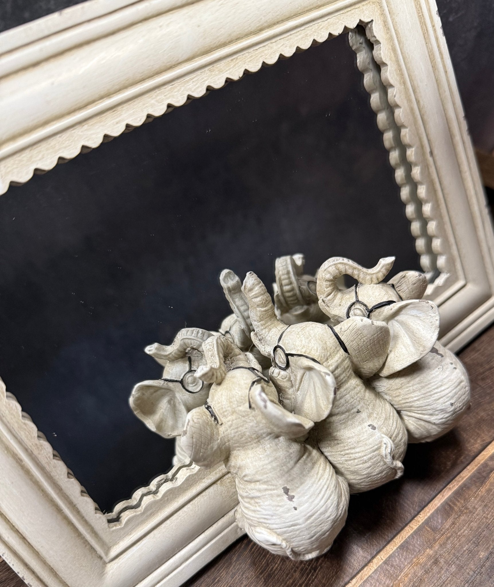 RAZ 8.5" Elephants with Glasses Mirrored Decor, Unique Home Accent, Stylish Elephant Figurine, Chic Art for Animal Lovers animal figurine