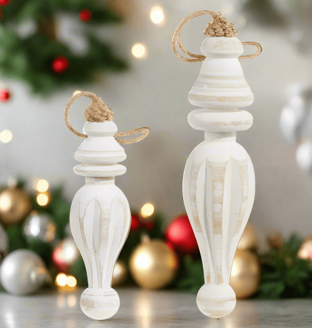 RAZ - 8.75" DISTRESSED WOOD FINIAL ORNAMENTS RAZ Collection