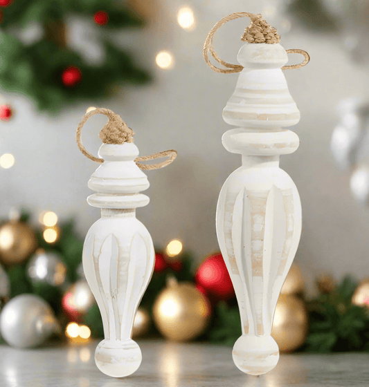 RAZ - 8.75" DISTRESSED WOOD FINIAL ORNAMENTS - Nifty Decor & More