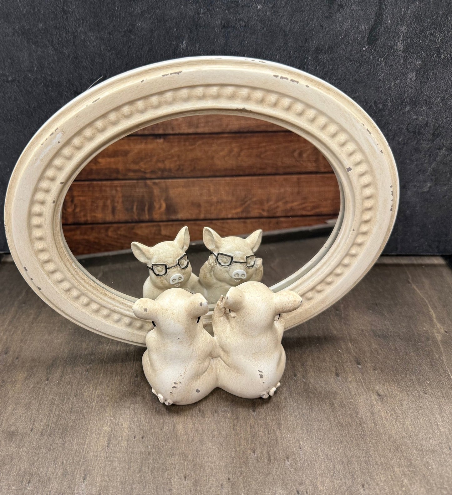 RAZ - 8.75" Pigs with Glasses | Unique Mirrored Decor for Home & Office, Fun Pig Decor, Gift Idea