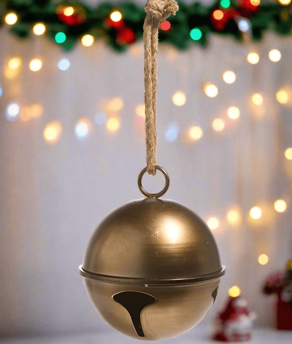 RAZ - 9.5" Antique Gold Jingle Bell Ornament - Nifty Decor & More