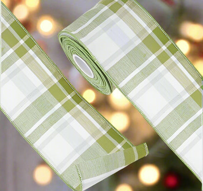 Green - Light Made of Cotton Measures 10Yds L X 2.5" W Wired Ribbon