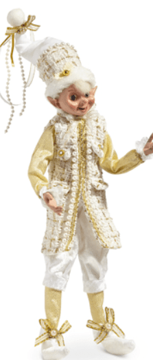 RAZ Imports 16" Posable Champagne Tweed Elf - "Champagne Wishes" Holiday Figurine - Nifty Decor & More