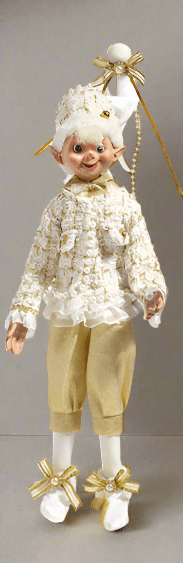 RAZ Imports 16" Posable Champagne Tweed Elf - "Champagne Wishes" Holiday Figurine - Nifty Decor & More