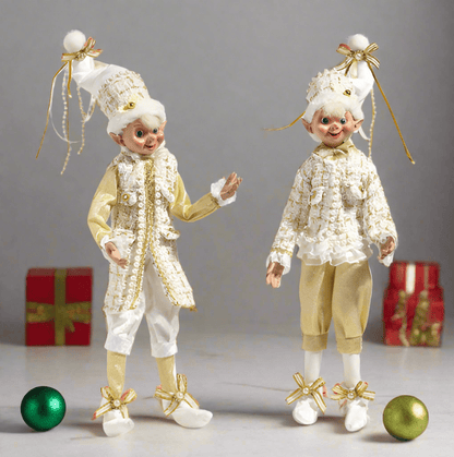 RAZ Imports 16" Posable Champagne Tweed Elf - "Champagne Wishes" Holiday Figurine - Nifty Decor & More
