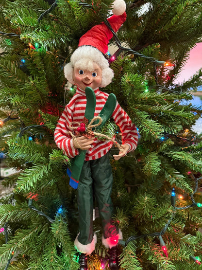 RAZ Imports 16" Skiing Posable Elf - Tinsel Town Collection Collectible Holiday Figurine - Nifty Decor & More