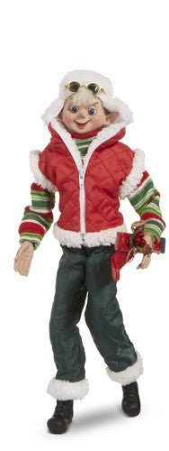 RAZ Imports 16" Skiing Posable Elf - Tinsel Town Collection Collectible Holiday Figurine - Nifty Decor & More