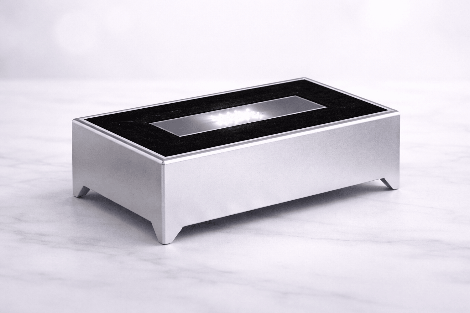 Rectangle Silver LED Light Base with USB Cable – For Engraved Crystal Display - Nifty Decor & More
