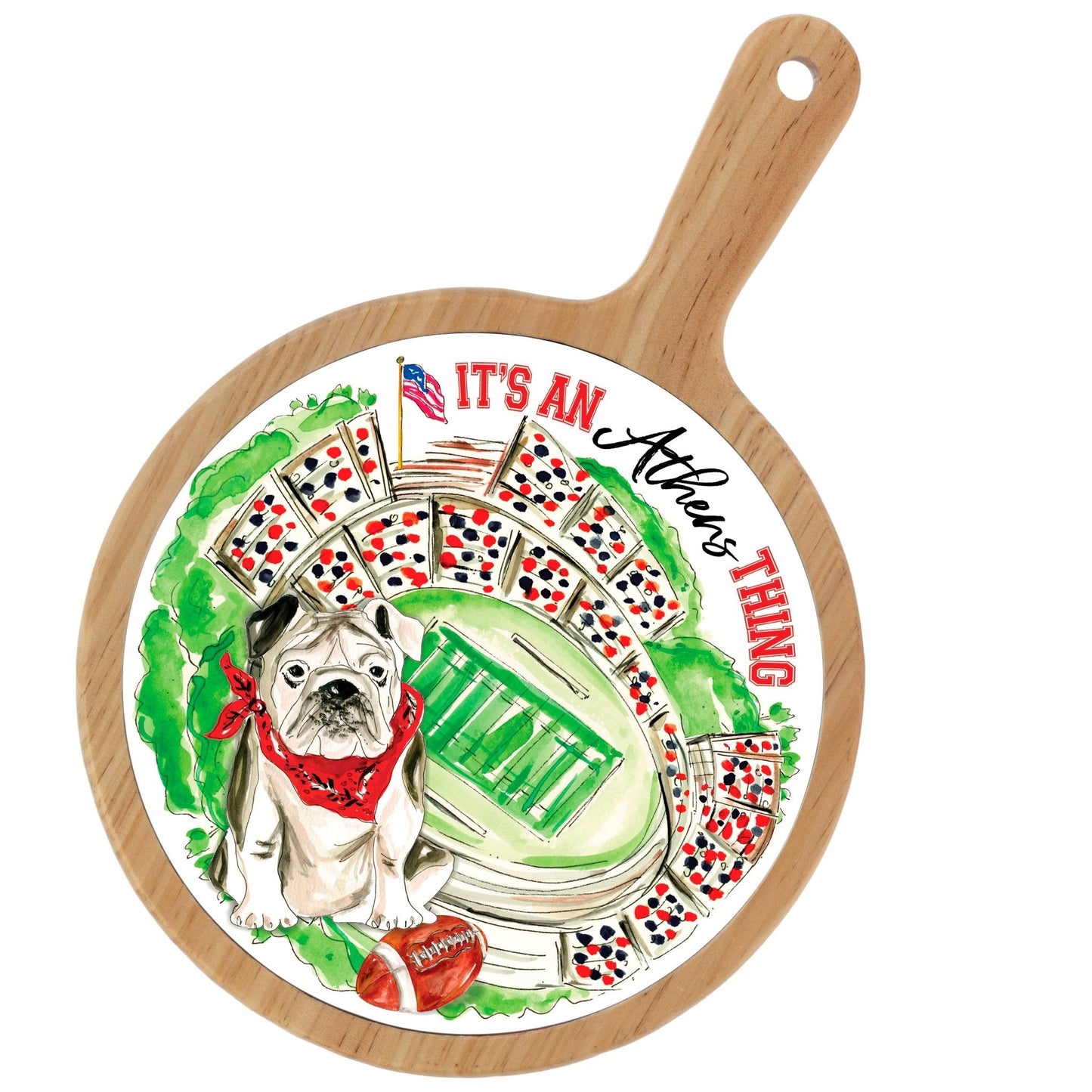 Red Bulldog Stadium Collegiate Bamboo & Ceramic Cheese Board - Nifty Decor & More