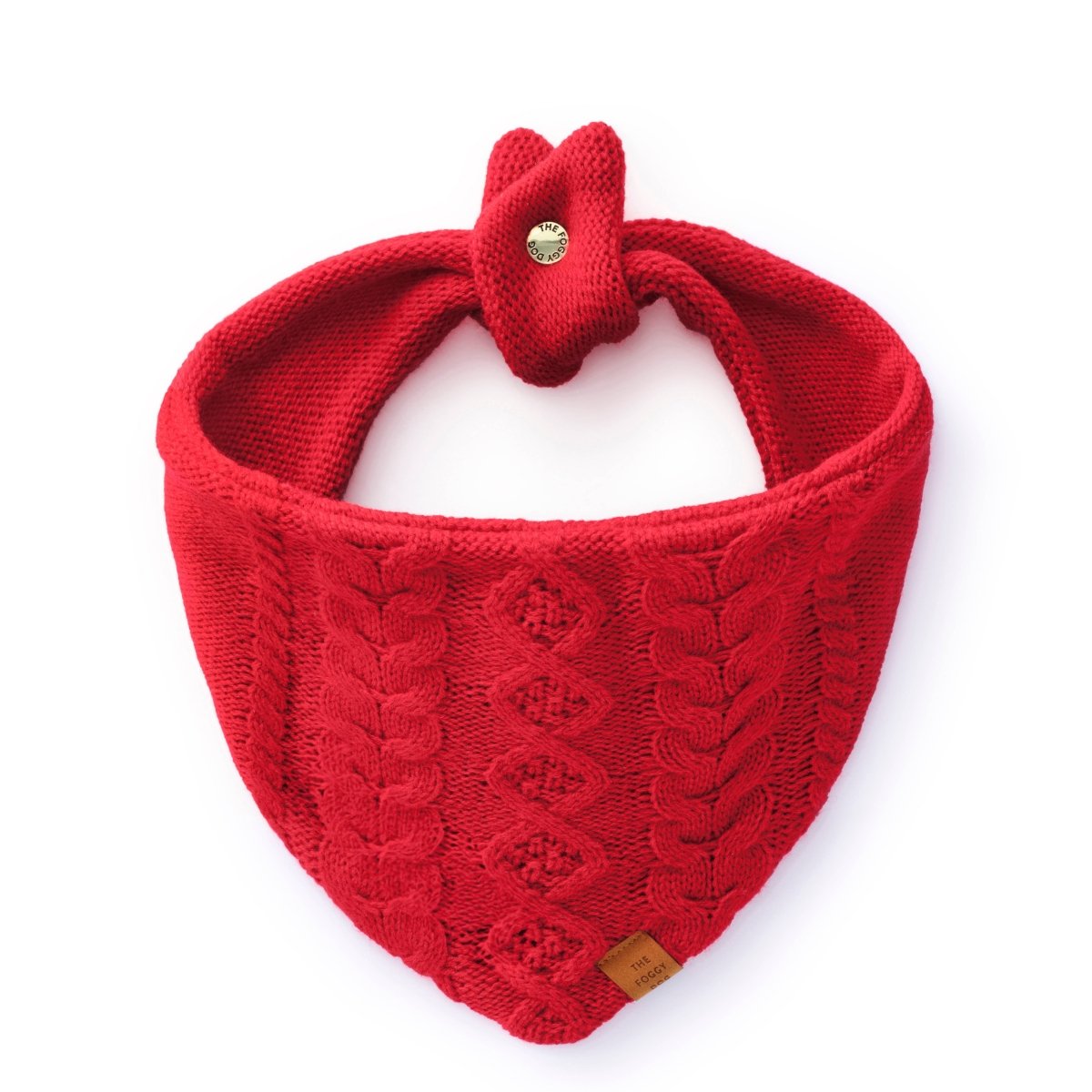 Red Cable Knit Dog Bandana - Nifty Decor & More