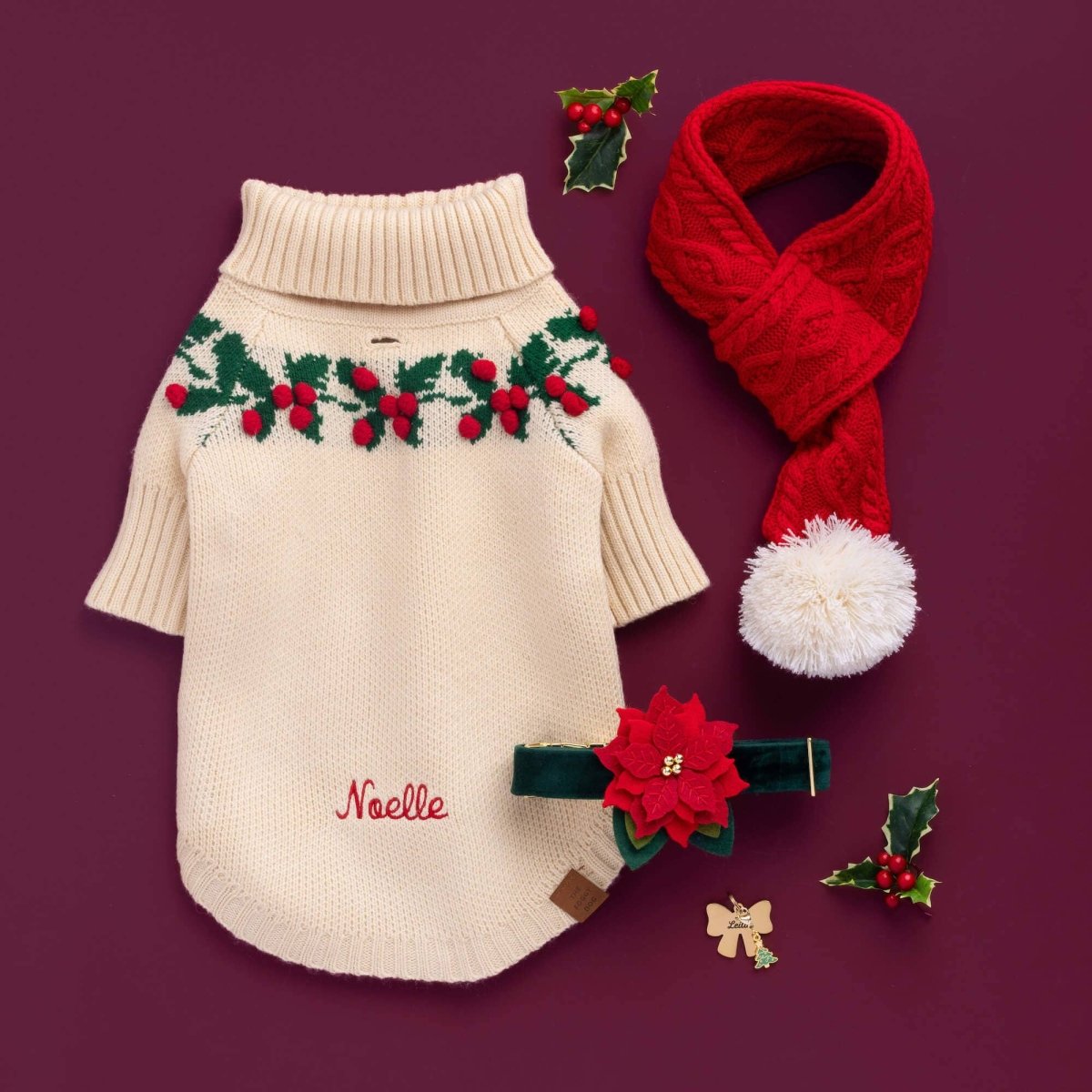 Red Cable Knit Dog Scarf - Nifty Decor & More