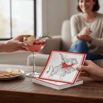Red Elephant Hometown Pride Cocktail Napkins (20 Ct) - Nifty Decor & More