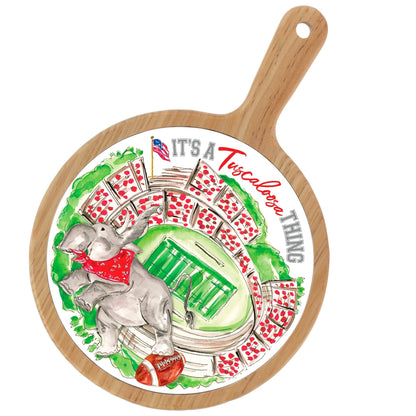 Red Elephant Stadium Collegiate Bamboo Ceramic Cheese Board - Nifty Decor & More
